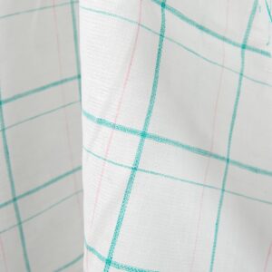 linen white green checked fabric, 150cm