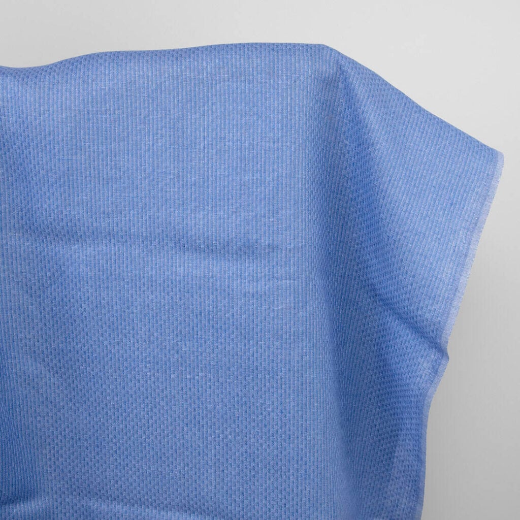 Blue patterned linen fabric