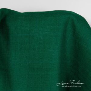 Linen green fabric with decorative stripes