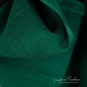 Linen green fabric with white stripes