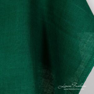 Linen green fabric with stripes