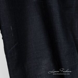 Dark blue linen fabric with decorative stripes