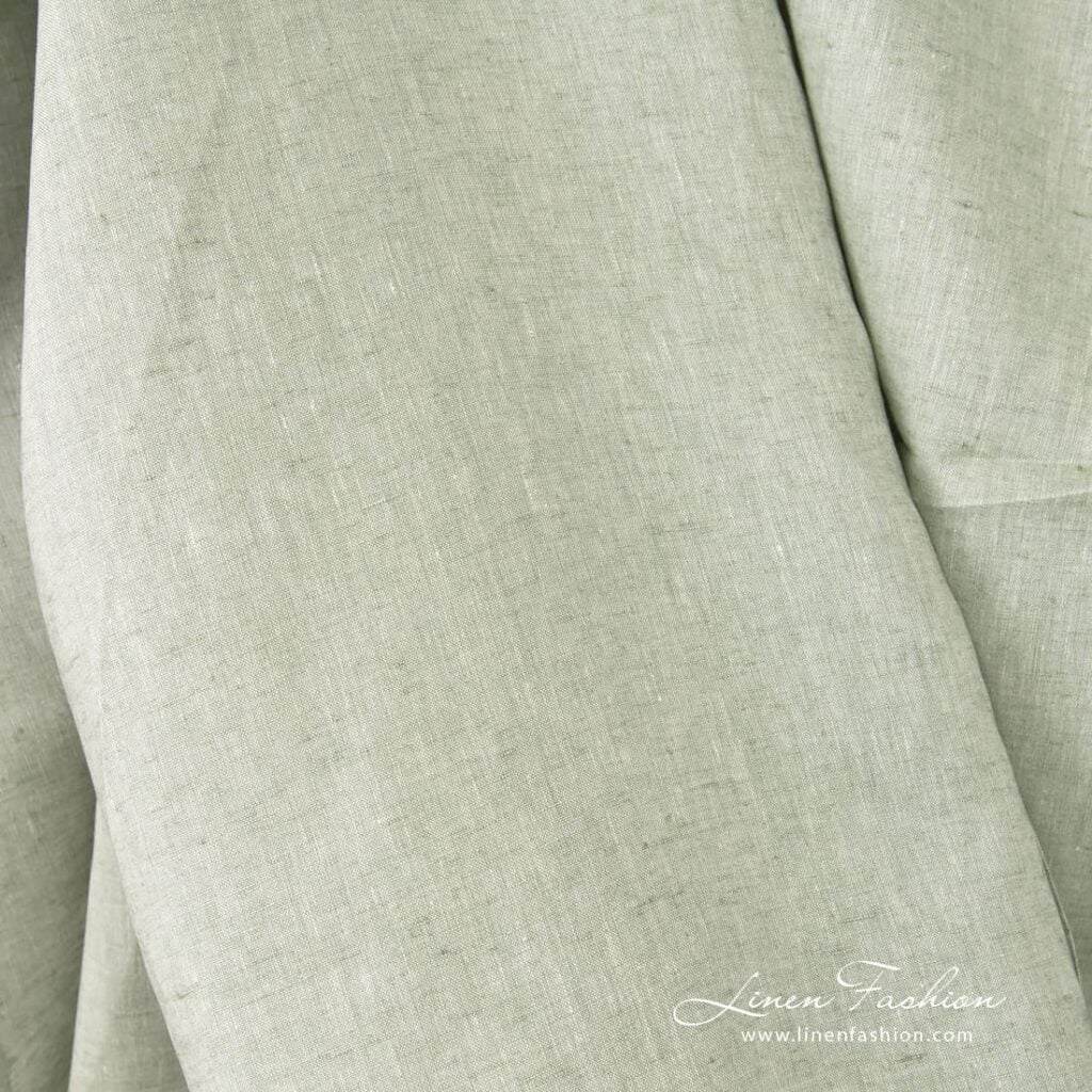 Grønnaktig bredt linstoff 4 Greenish linen wide fabric in melange