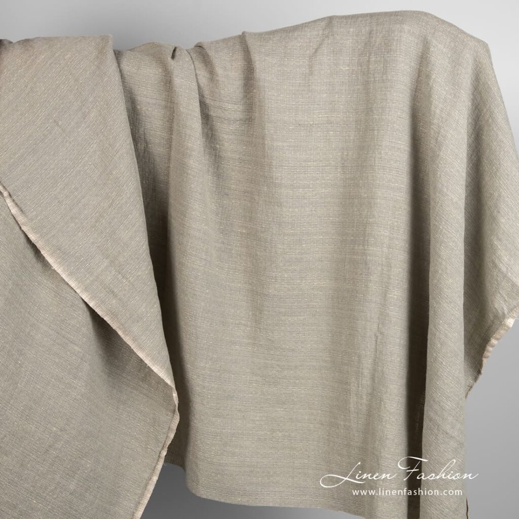 Linen cotton yellow grey fabric