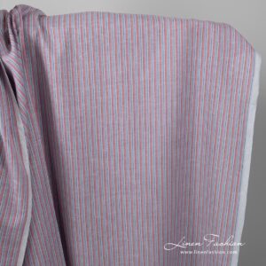 Linen cotton fabric in blue and pink stripes.