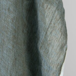 Washed linen fabric green turquoise melange sheer, transparent