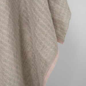 Washed linen fabric lilac green pattern, fabric edge