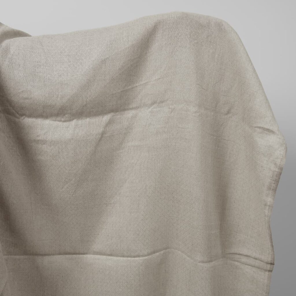 Grey patterned pure linen fabric