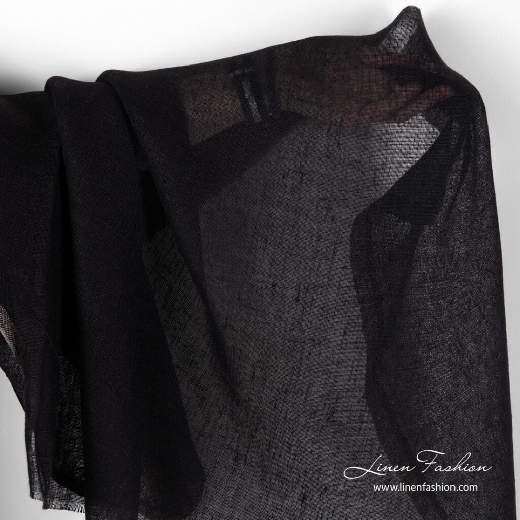 Linen black gauze fabric