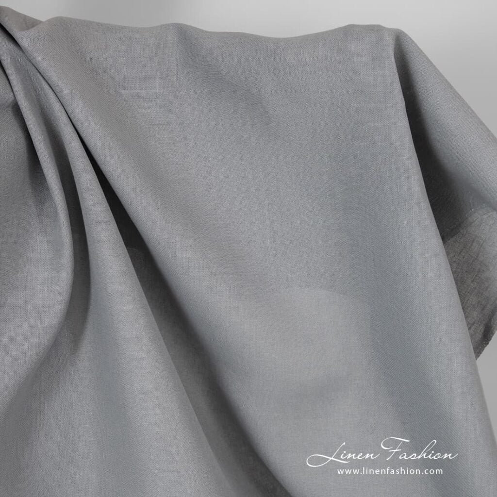 Thick linen fabric in bluish grey.
