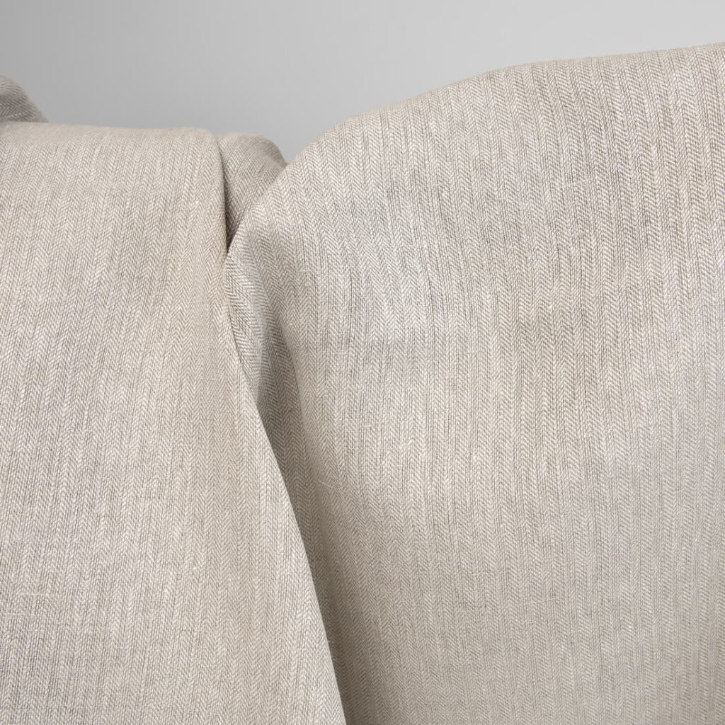 linen herringbone beige fabric