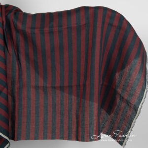 Linen fabric with red and blue stripes