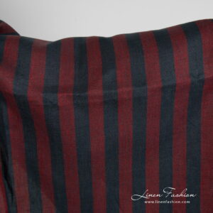 Linen fabric with red and blue stripes product photo