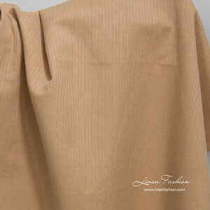 Lin-bomull lysebrunt stoff med dekorative striper