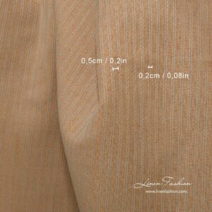 Lin-bomull lysebrunt stoff med dekorative striper