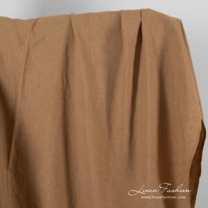 Lysebrunt linstoff med gyllen lurex vasket 11 Light brown linen fabric with golden lurex