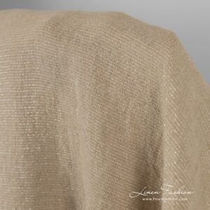 Linen fabric in beige and silver