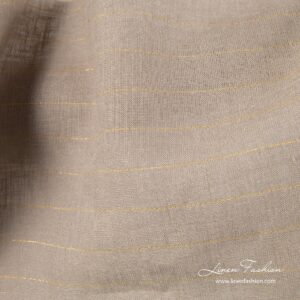 Grått linstoff med gullstriper