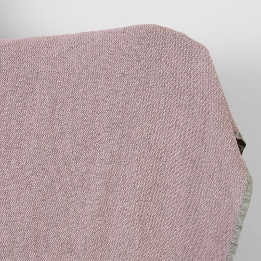 Linen cotton heavy fabric lilac and grey zigzag washed