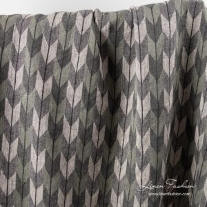 Linstoff grått med geometrisk mønster