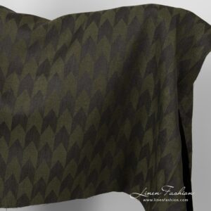Dark green jacquard linen fabric.
