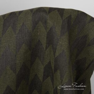 Jacquard linen fabric in dark green.