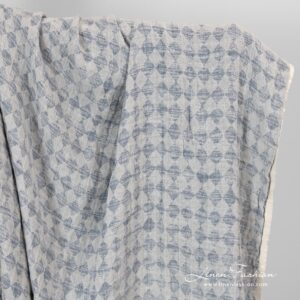 Lin-bomullsstoff i grå rombe vasket 5 Linen cotton fabric in grey rhombus washed.