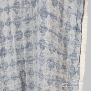 Lin-bomullsstoff i grå rombe vasket 7 Linen cotton washed fabric in grey.