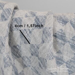 Lin-bomullsstoff i grå rombe vasket 8 Linen cotton fabric with rhombus.