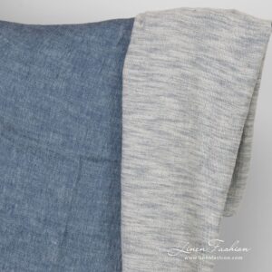 Blåhvit lin-bomullsstoff vasket 6 Bluish white linen cotton fabric