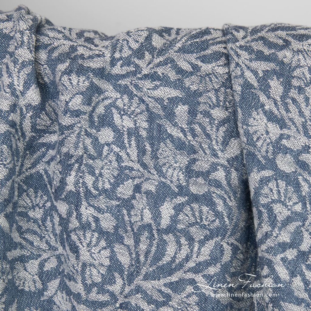 Lin bomull jacquard stoff vasket 2 Linen cotton jacquard fabric with ornaments