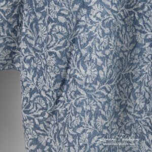 Lin bomull jacquard stoff vasket 7 Linen cotton jacquard fabric with flowery ornaments