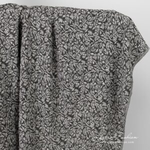 Black linen cotton jacquard fabric