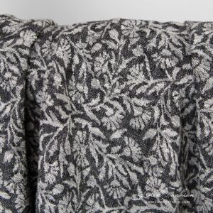 Black linen cotton jacquard fabric with ornaments