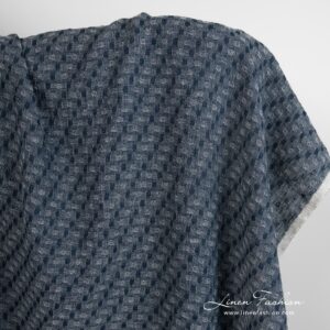 Blåsvart lin-ullstoff vasket 6 Bluish black linen wool fabric, perfect for clothes and home textile