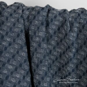 Blåsvart lin-ullstoff vasket 7 Bluish black linen wool fabric, specially washed to increase softness