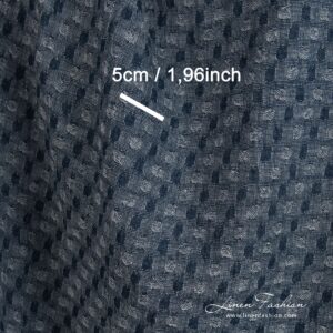 Blåsvart lin-ullstoff vasket 8 Linen wool fabric woven from bluish black and white yarns