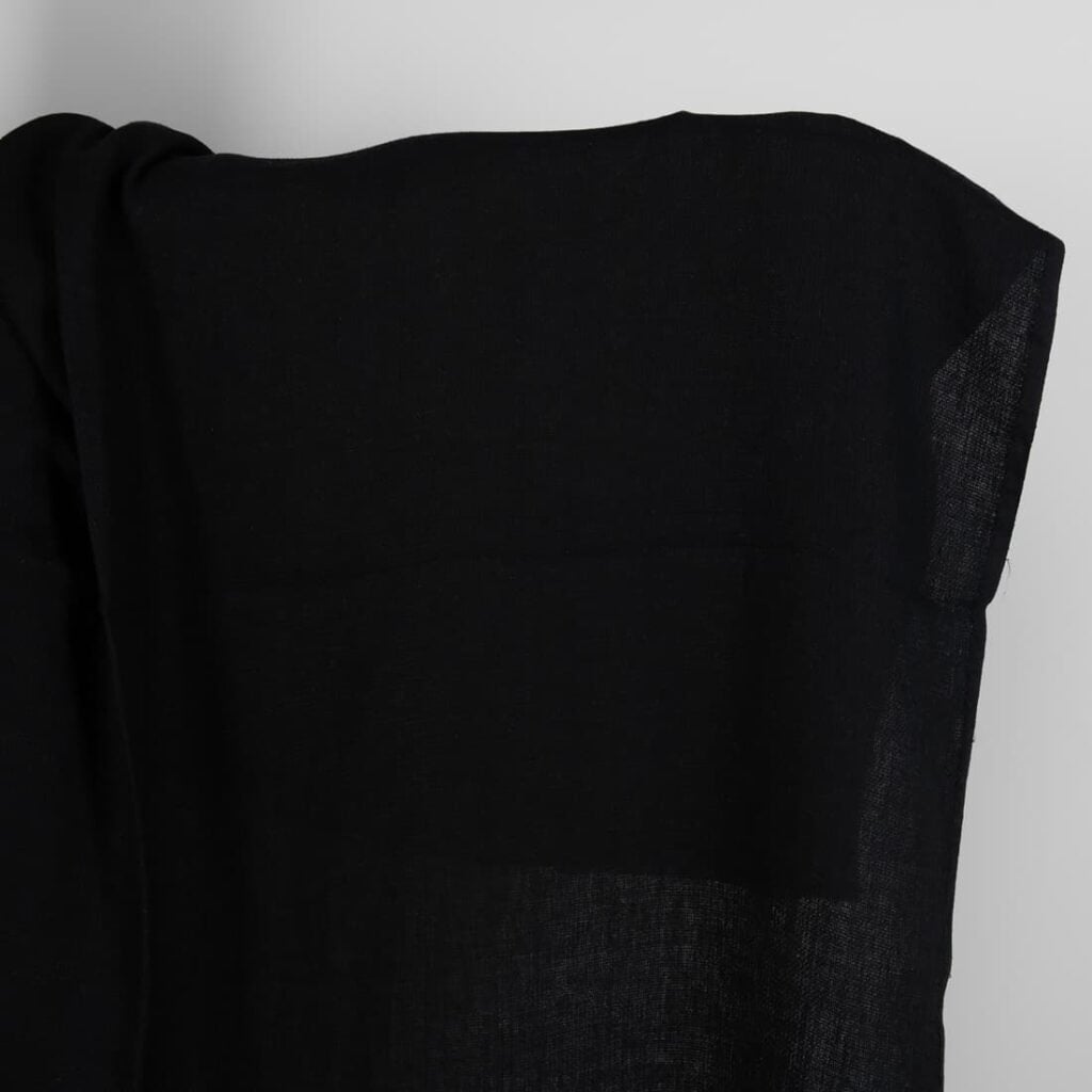 Black waffle linen fabric washed