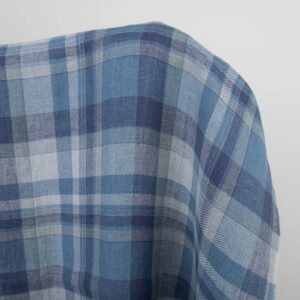 Blue plaid linen fabric, washed