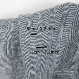Herringbone linen fabric with measures