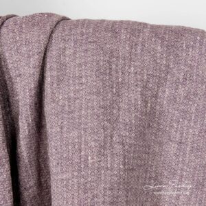 Purple grey patterned linen fabric, washed