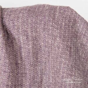 Purple linen fabric in small diamonds, washed