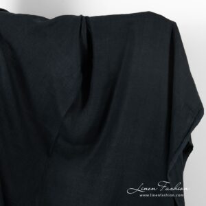 Dark blue linen fabric in twills, washed