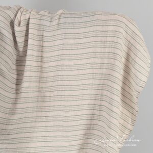 Stripet rosa linstoff i vaffelmønster vasket 5 Striped rosy linen fabric in waffle pattern
