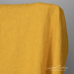 Washed linen fabric yellow colour striped product photo