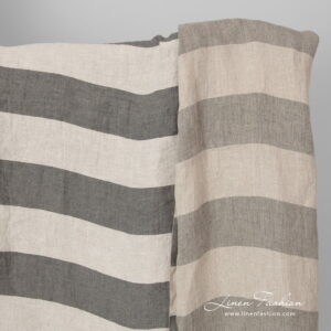 linen fabric beige grey stripes
