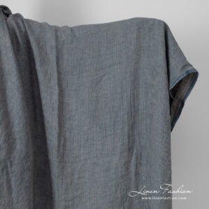 linen blue striped fabric, washed.