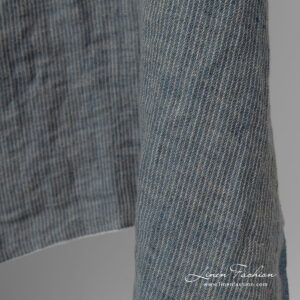 linen blue striped fabric, soft.