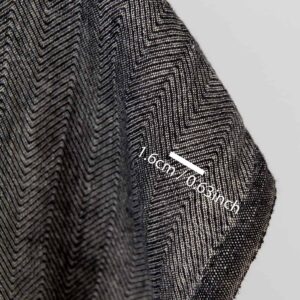 Washed linen fabric natural and black herringbone, with measurements