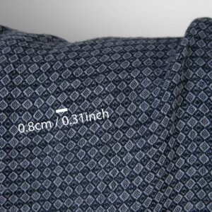 Washed linen fabric dark blue and grey diamonds, with measurements